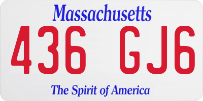 MA license plate 436GJ6