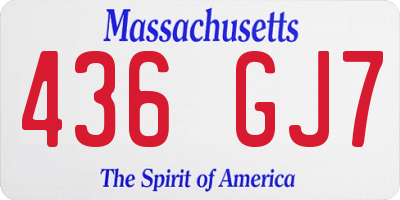 MA license plate 436GJ7