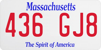 MA license plate 436GJ8