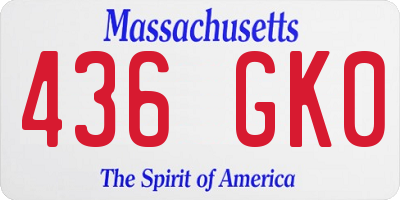 MA license plate 436GK0