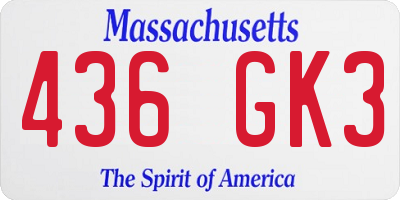 MA license plate 436GK3