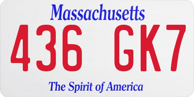 MA license plate 436GK7