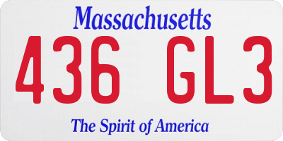 MA license plate 436GL3