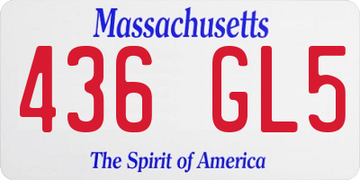 MA license plate 436GL5