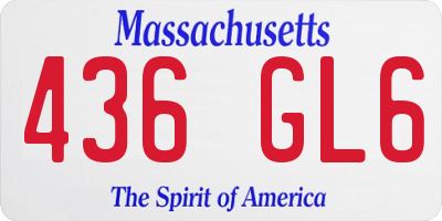 MA license plate 436GL6