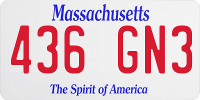 MA license plate 436GN3