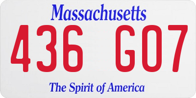 MA license plate 436GO7