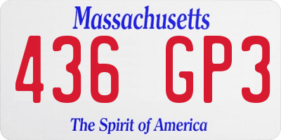MA license plate 436GP3