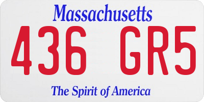 MA license plate 436GR5