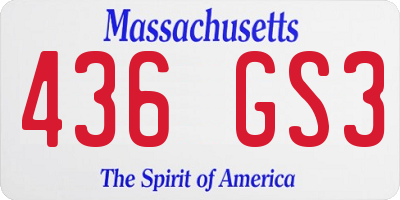 MA license plate 436GS3