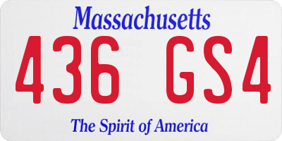 MA license plate 436GS4