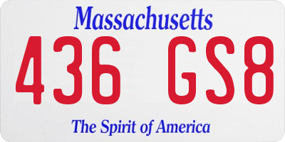 MA license plate 436GS8