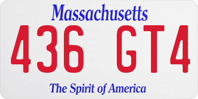 MA license plate 436GT4