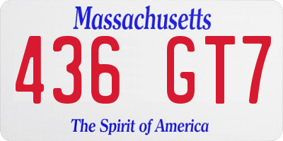 MA license plate 436GT7