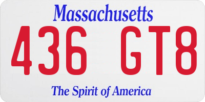 MA license plate 436GT8