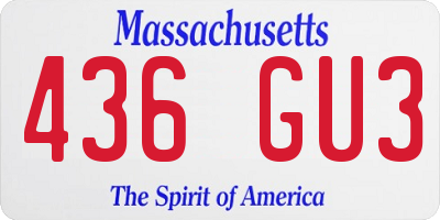 MA license plate 436GU3