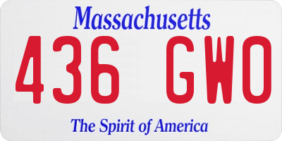 MA license plate 436GW0