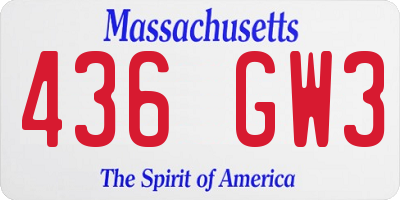 MA license plate 436GW3
