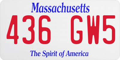 MA license plate 436GW5