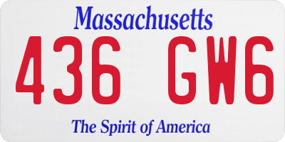 MA license plate 436GW6