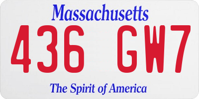 MA license plate 436GW7