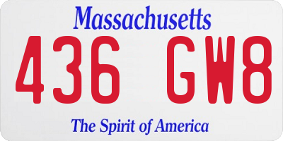 MA license plate 436GW8