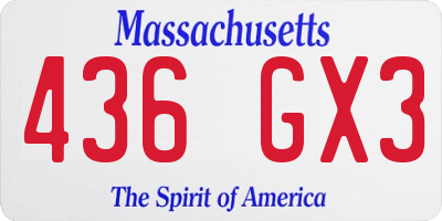 MA license plate 436GX3