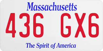 MA license plate 436GX6
