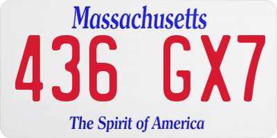 MA license plate 436GX7