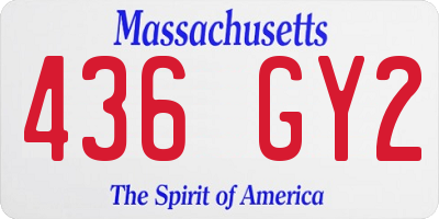 MA license plate 436GY2