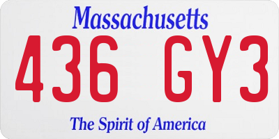 MA license plate 436GY3