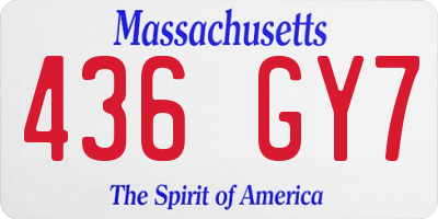 MA license plate 436GY7