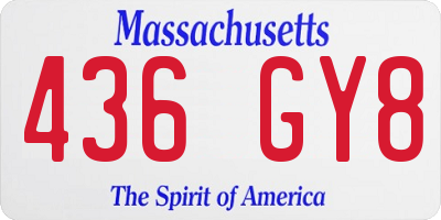 MA license plate 436GY8