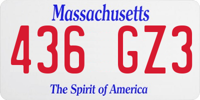 MA license plate 436GZ3