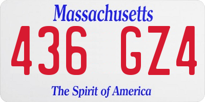 MA license plate 436GZ4
