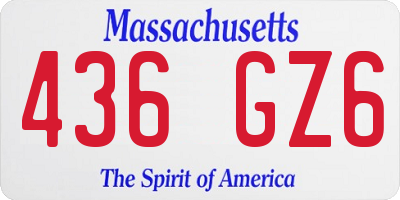 MA license plate 436GZ6