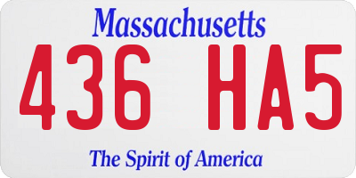 MA license plate 436HA5