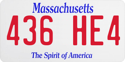 MA license plate 436HE4