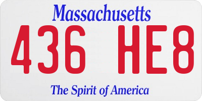 MA license plate 436HE8