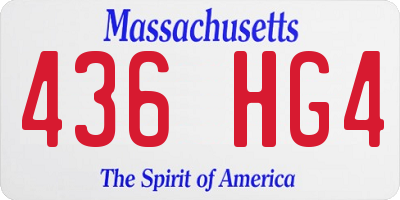MA license plate 436HG4