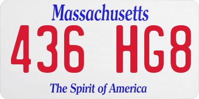 MA license plate 436HG8