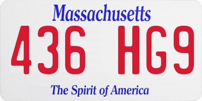 MA license plate 436HG9