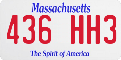MA license plate 436HH3