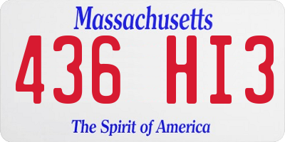MA license plate 436HI3