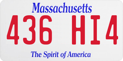 MA license plate 436HI4