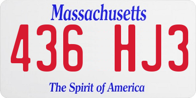 MA license plate 436HJ3