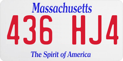 MA license plate 436HJ4