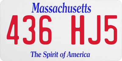 MA license plate 436HJ5