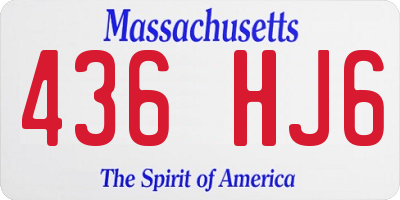 MA license plate 436HJ6
