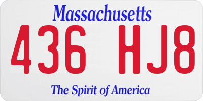 MA license plate 436HJ8